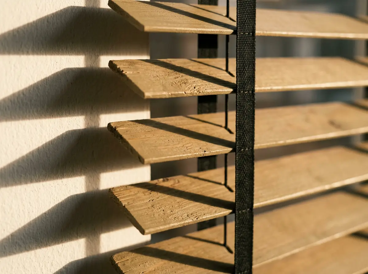 Close-up of blind fabric texture and headrail detail in a Faerie Glen home